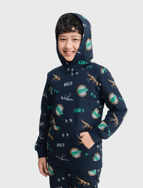 Áo nỉ có mũ bé trai có họa tiết