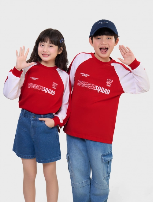 Áo phông dài tay unisex trẻ em cotton USA có hình in