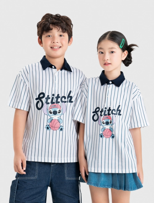 Áo polo unisex trẻ em in hình Stitch
