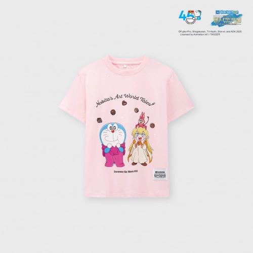 Áo phông unisex trẻ em cotton USA in hình Doraemon