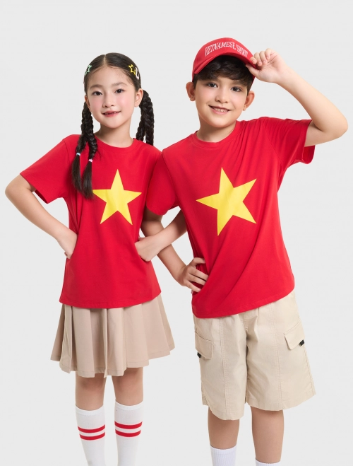Áo phông unisex trẻ em Cờ đỏ sao vàng