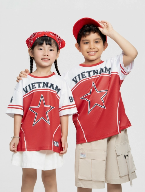 Áo thun unisex trẻ em jersey Ngôi sao Vietnam