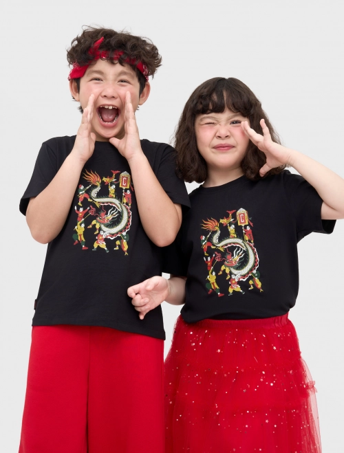 Áo phông unisex trẻ em tranh hội múa rồng