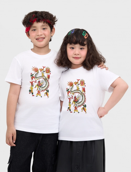 Áo phông unisex trẻ em tranh hội múa rồng