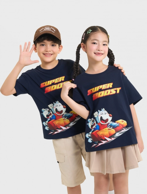 Áo phông unisex trẻ em in hình Wolfoo