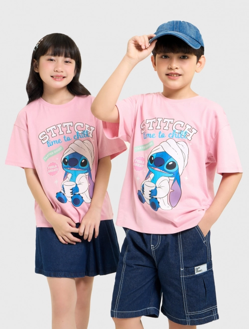Áo phông unisex trẻ em cotton USA in hình Stitch