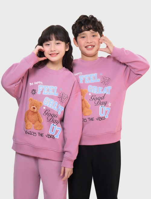 Áo nỉ cào bông unisex trẻ em có hình in