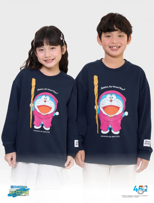 Áo nỉ vòng lông unisex trẻ em hình in Doraemon