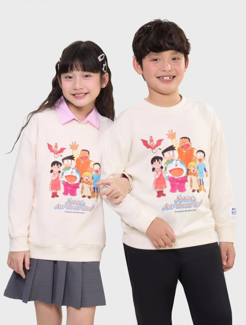 Áo nỉ vòng lông unisex trẻ em hình in Doraemon