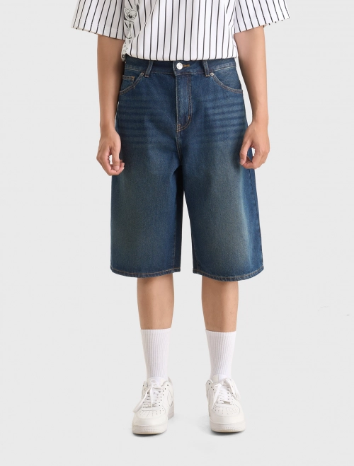 Quần soóc jeans unisex người lớn cotton dáng bermuda