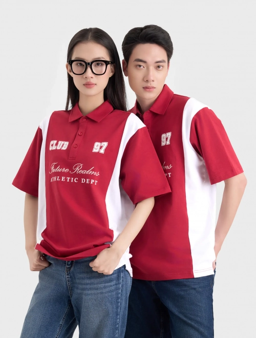 Áo polo unisex người lớn cotton USA có hình in