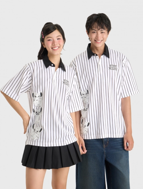Áo polo unisex người lớn oversize in hình Stitch