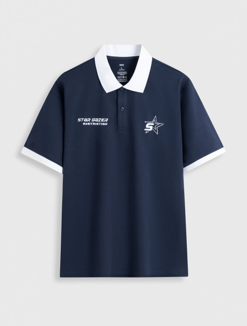 Áo polo unisex người lớn cotton dáng boxy có hình in