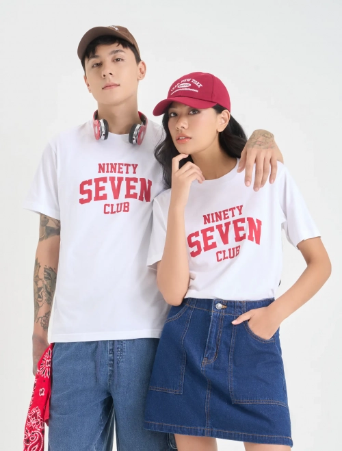 Áo phông unisex người lớn cotton dáng boxy có hình in
