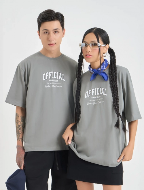 Áo phông Unisex người lớn cotton dáng suông có hình in
