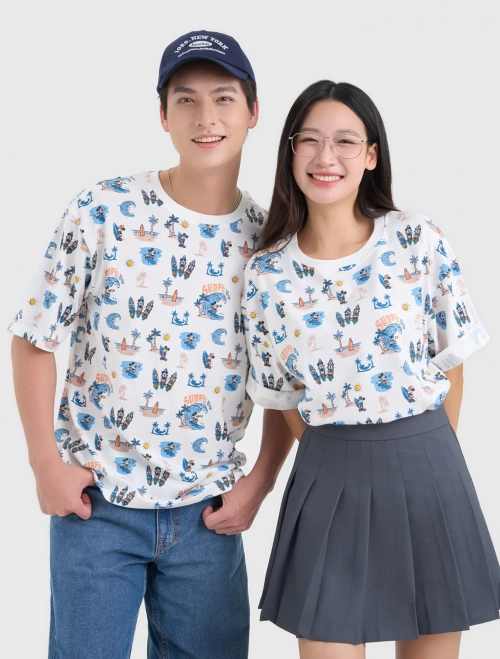 Áo phông unisex người lớn cotton in hình Mickey