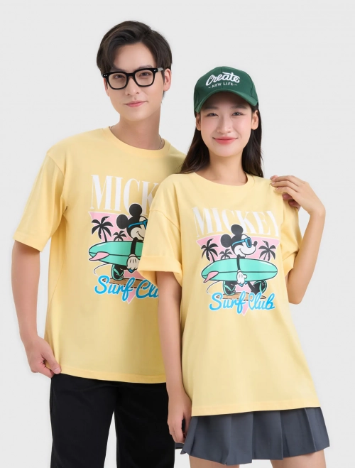 Áo phông unisex người lớn cotton in hình Mickey