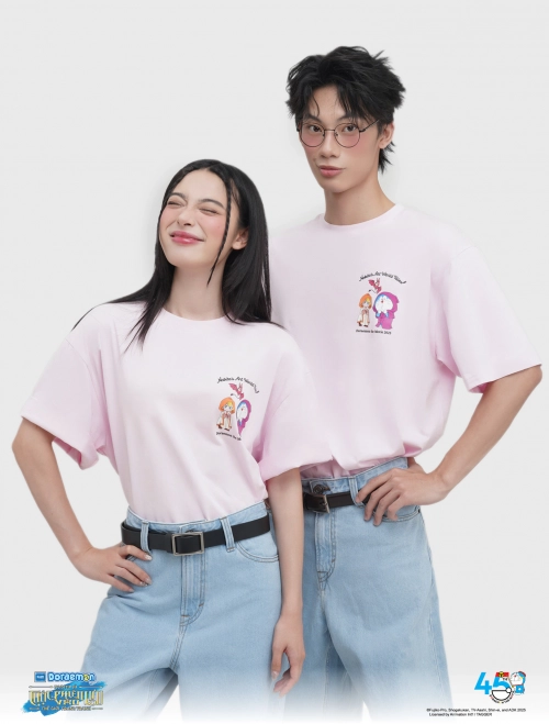 Áo phông unisex người lớn cotton USA in hình Doraemon