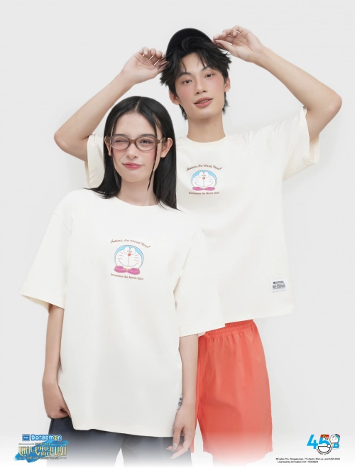 Áo phông unisex người lớn cotton USA in hình Doraemon