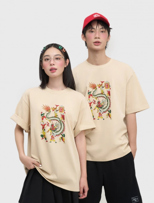 Áo phông unisex người lớn tranh hội múa rồng
