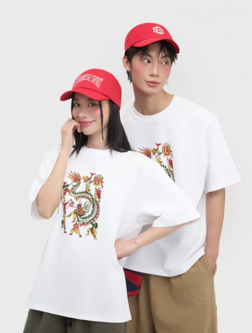 Áo phông unisex người lớn tranh hội múa rồng