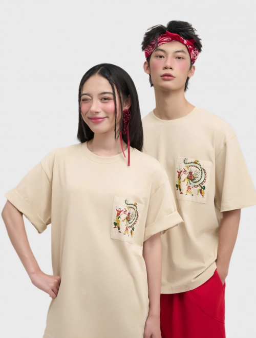Áo phông unisex người lớn túi pocket Hội làng