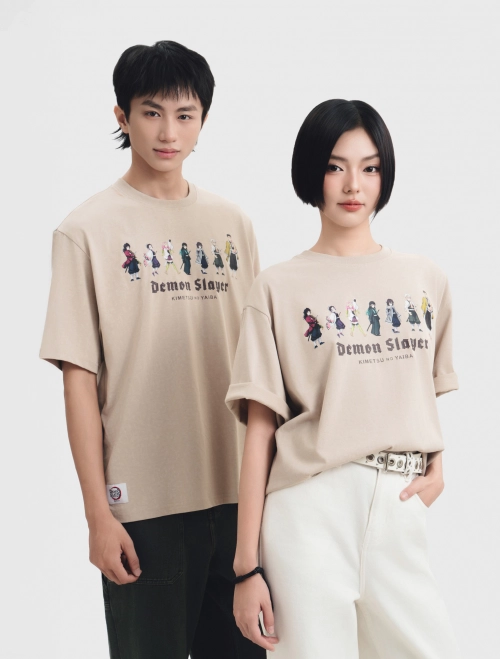 Áo phông unisex người lớn cotton in hình Demon Slayer