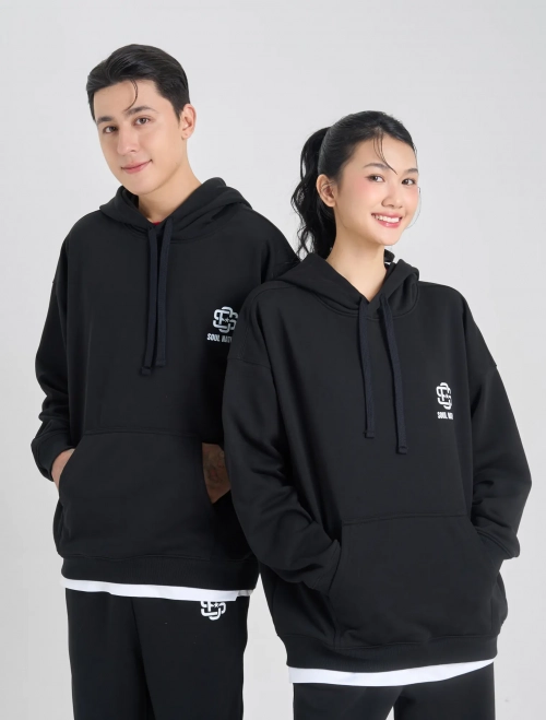 Áo nỉ có mũ unisex người lớn Canifa S Kết nối tự hào dáng relax