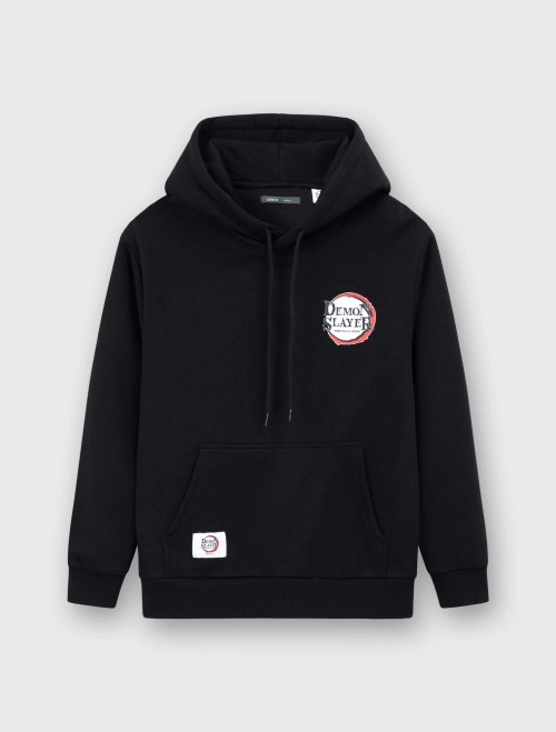 Áo nỉ cào lông có mũ unisex người lớn hình in Demon Slayer