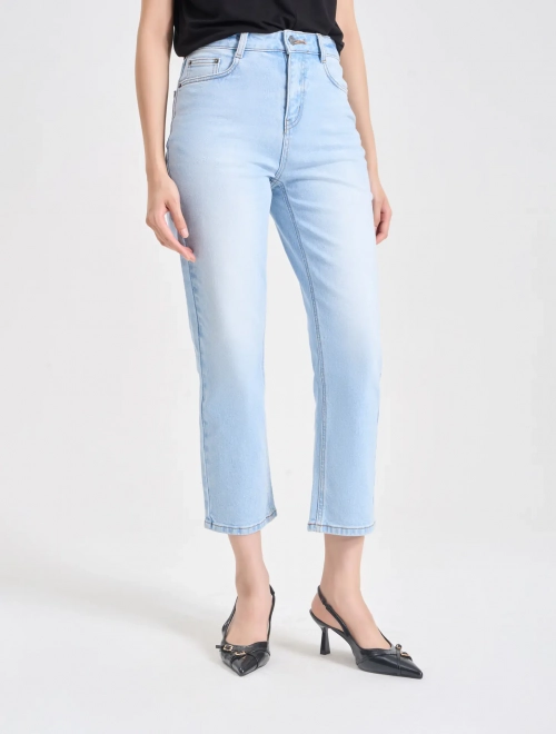 Quần jeans nữ cạp cao dáng suông