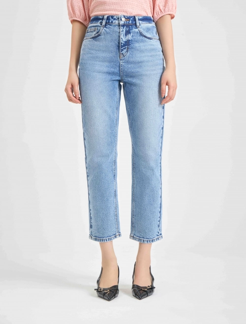 Quần jeans nữ cạp cao dáng suông