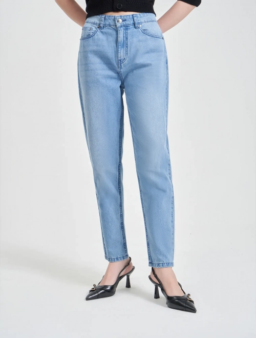 Quần jeans nữ cotton dáng mom jeans
