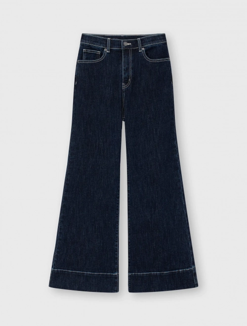 Quần jeans nữ dáng suông có gấu quần bản to