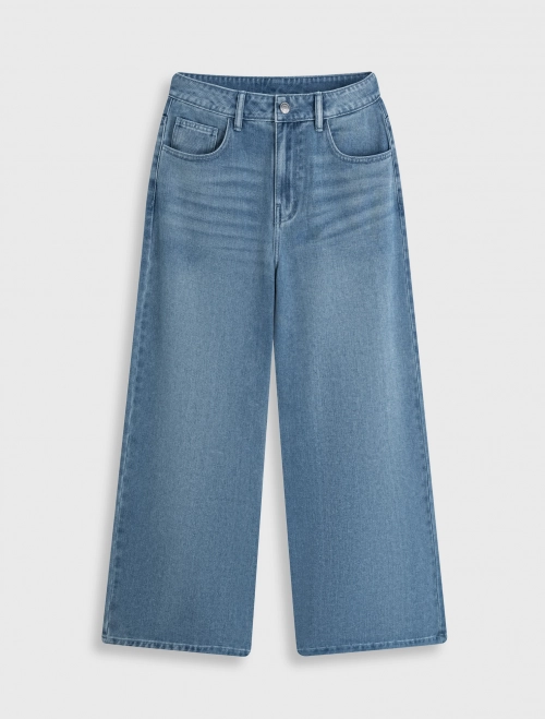 Quần jeans nữ dáng suông ống rộng