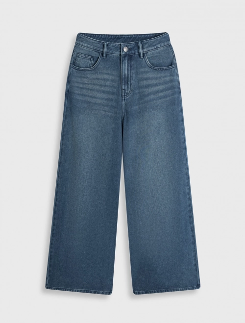 Quần jeans nữ dáng suông ống rộng