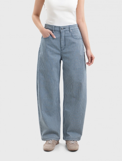 Quần jeans nữ cotton dáng barrel