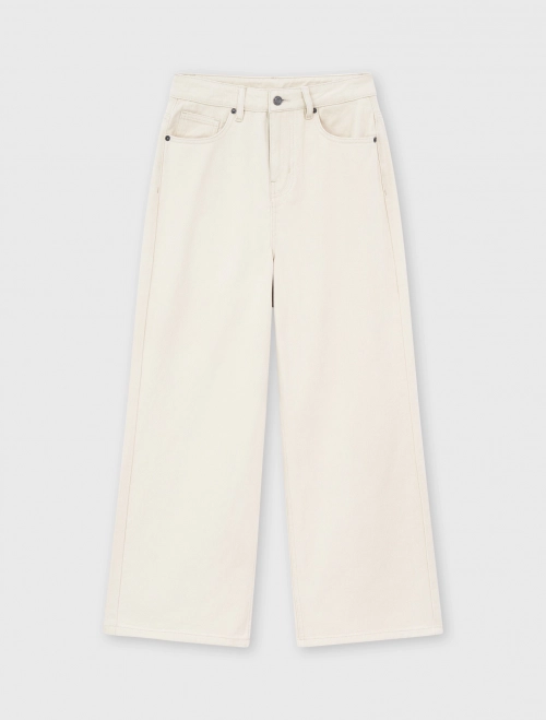 Quần jeans nữ cotton cạp cao dáng suông