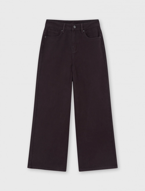 Quần jeans nữ cotton cạp cao dáng suông