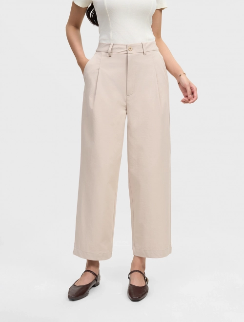 Quần khaki nữ basic dáng suông