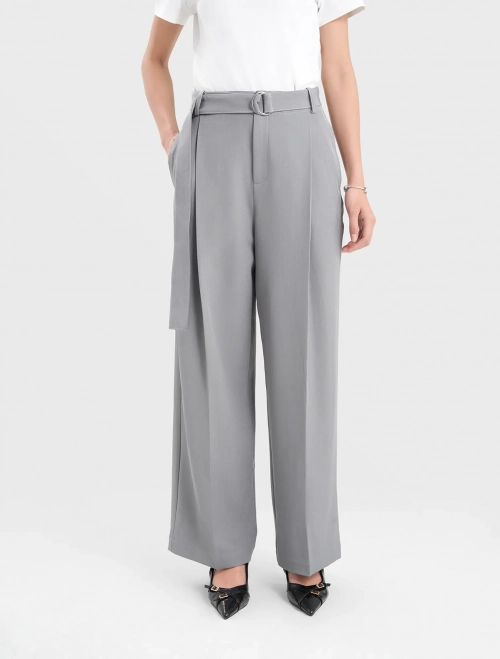 Quần dài nữ dáng suông kèm dây đai