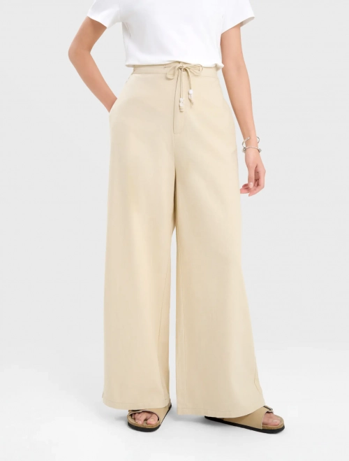 Quần dài nữ cotton dáng suông có chun