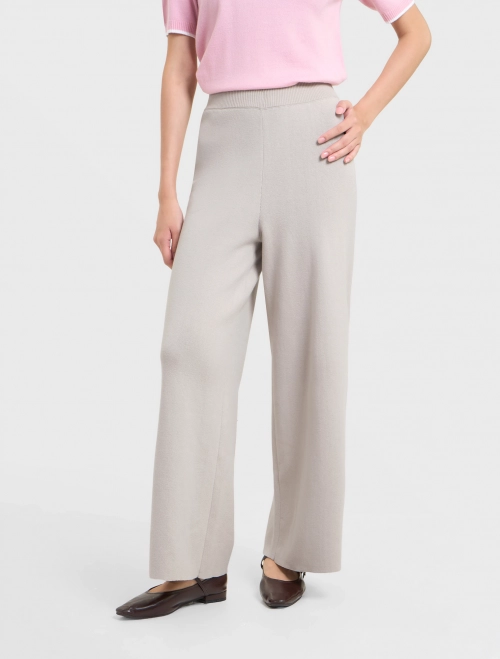 Quần dài nữ len cotton dáng rộng cạp chun