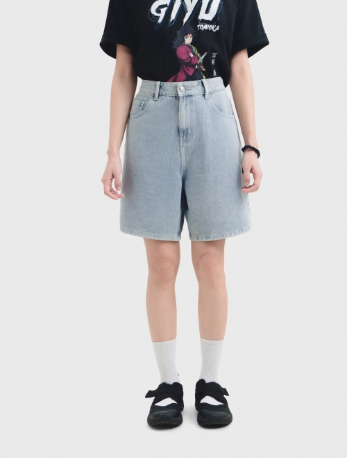Quần short jeans nữ dáng bermuda