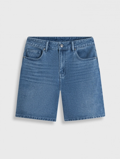Quần short jeans nữ dáng bermuda