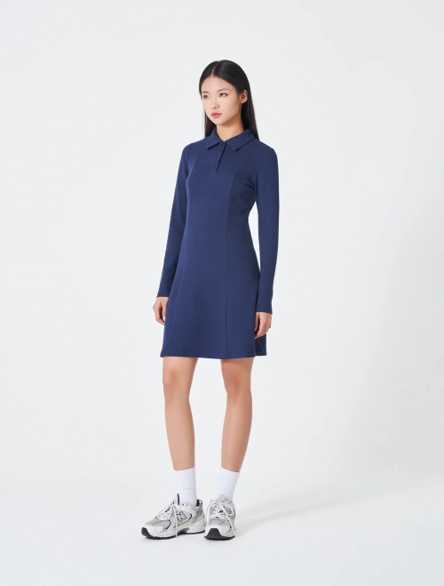 Váy liền nữ cotton USA cổ polo dài tay