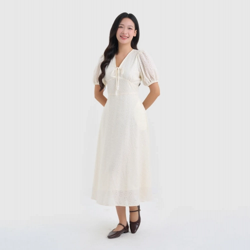 Váy liền nữ dáng dài phối ren