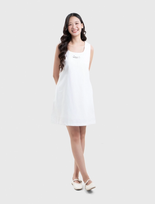 Váy liền nữ cotton sát nách dáng suông A có lót