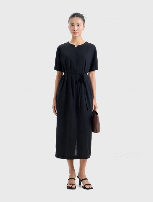 Váy liền nữ rayon linen dáng suông