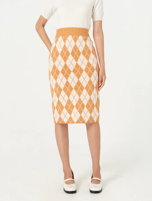 Chân váy len nữ có họa tiết dáng bút chì