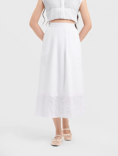 Chân váy nữ dài dáng xòe phối ren